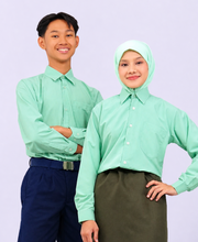 Kemeja Sekolah Lengan Panjang Hijau Teal