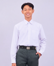 Kemeja Sekolah Lengan Panjang Berkolar Keras