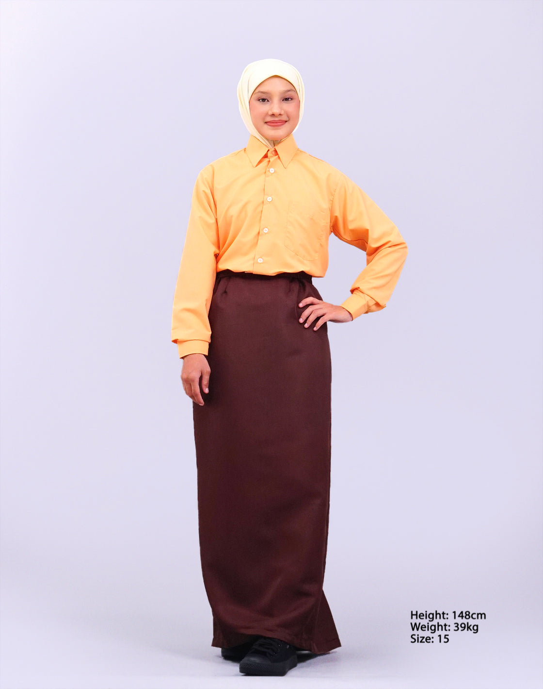 Canggih – Kemeja Sekolah Lengan Panjang (Kolar Keras) – Oren Cair CP021-OR image 4