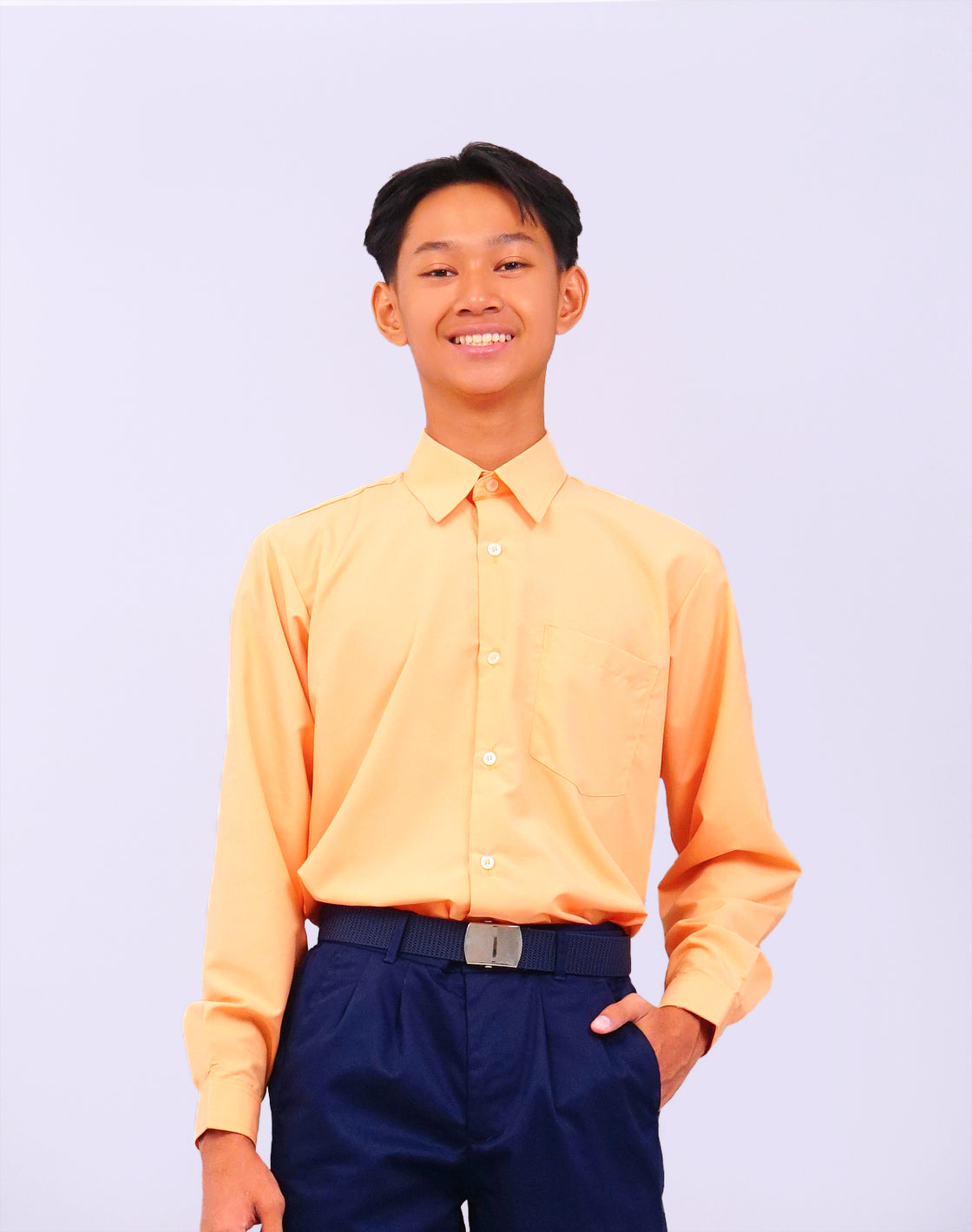 Canggih – Kemeja Sekolah Lengan Panjang (Kolar Keras) – Oren Cair CP021-OR image 2