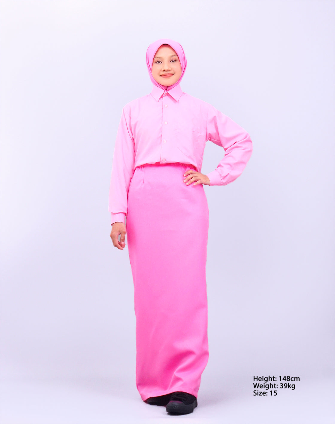 Canggih – Kemeja Sekolah Lengan Panjang (Kolar Keras)  – Merah Jambu CP021-LPK image 4