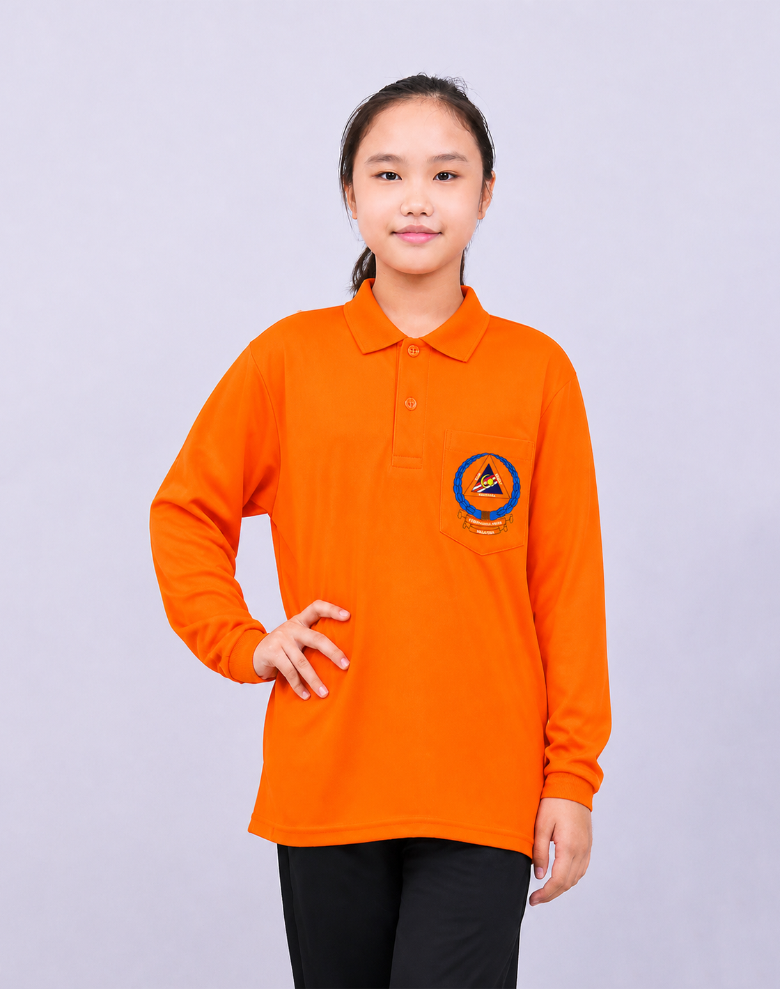Baju-T Kadet Angkatan Pertahanan Awam Lengan Panjang