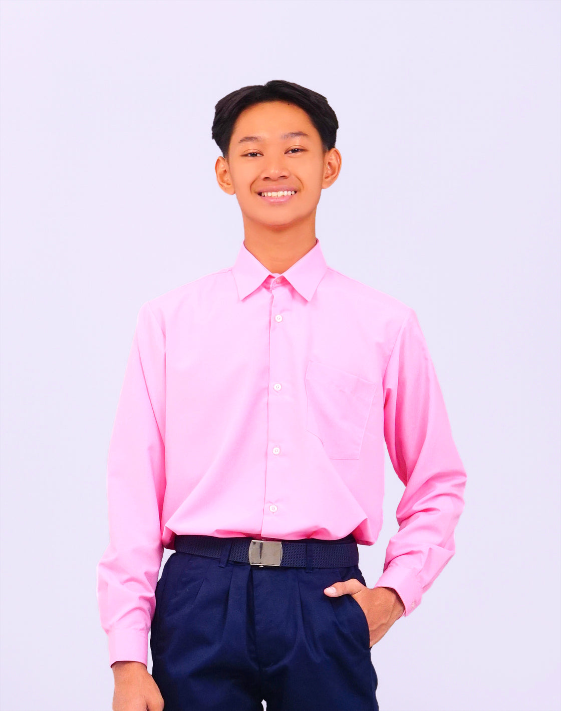 Canggih – Kemeja Sekolah Lengan Panjang (Kolar Keras)  – Merah Jambu CP021-LPK image 2