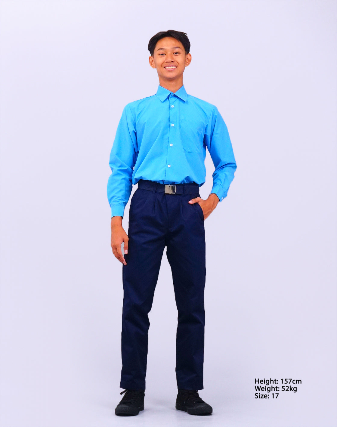 Canggih – Kemeja Pengawas Sekolah Lengan Panjang (Kolar Keras) - Biru CP021-BLS image 3