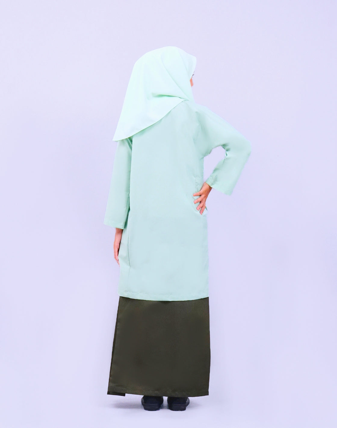 Canggih – Baju Sekolah Lengan Panjang(Berkolar bulat) – Hijau Muda CP009-LGR image 3