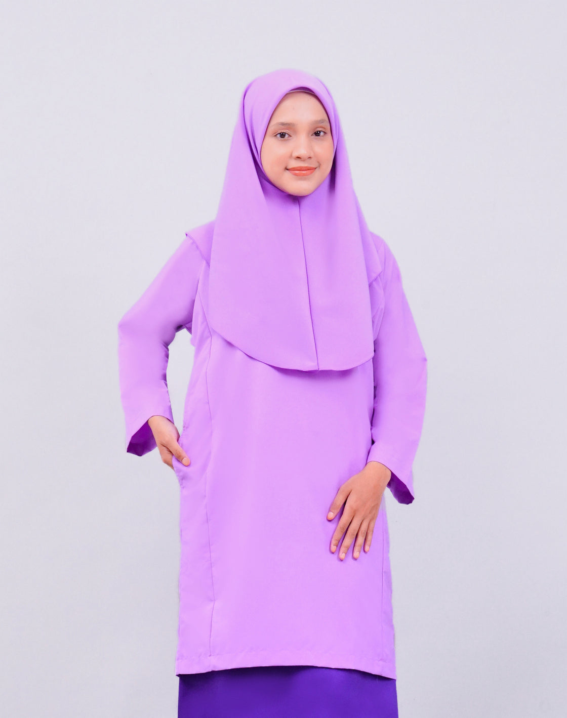 Canggih Baju Sekolah Lengan Panjang Berkolar Bulat - Ungu CP009-LPL image 0