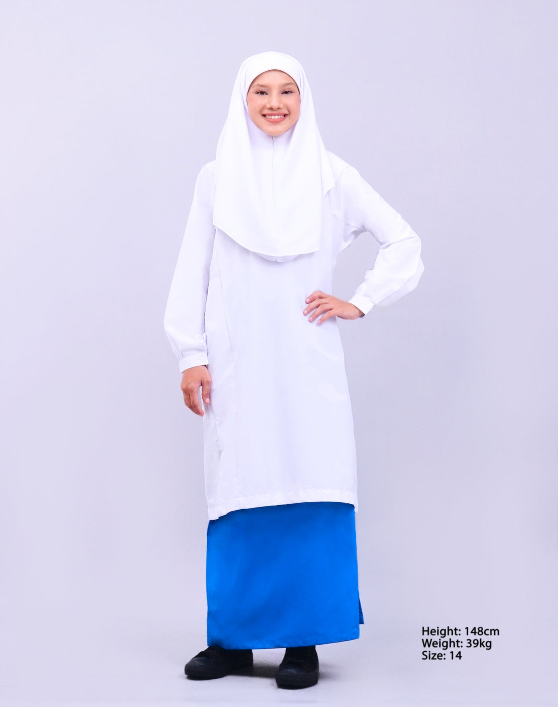 Canggih – Baju Kurung Ummi Sekolah Agama – Putih CU-009 image 2