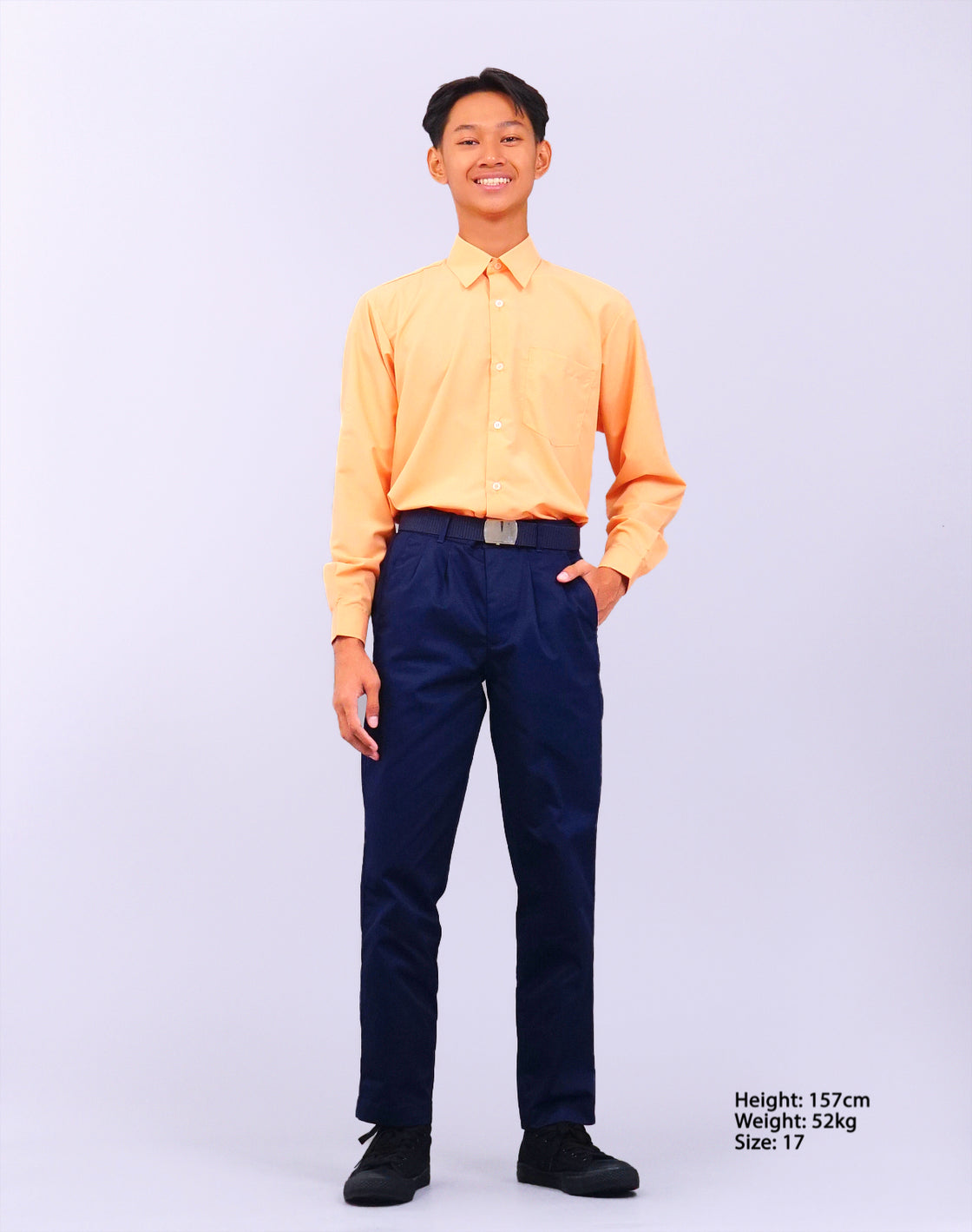 Canggih – Kemeja Sekolah Lengan Panjang (Kolar Keras) – Oren Cair CP021-OR image 3