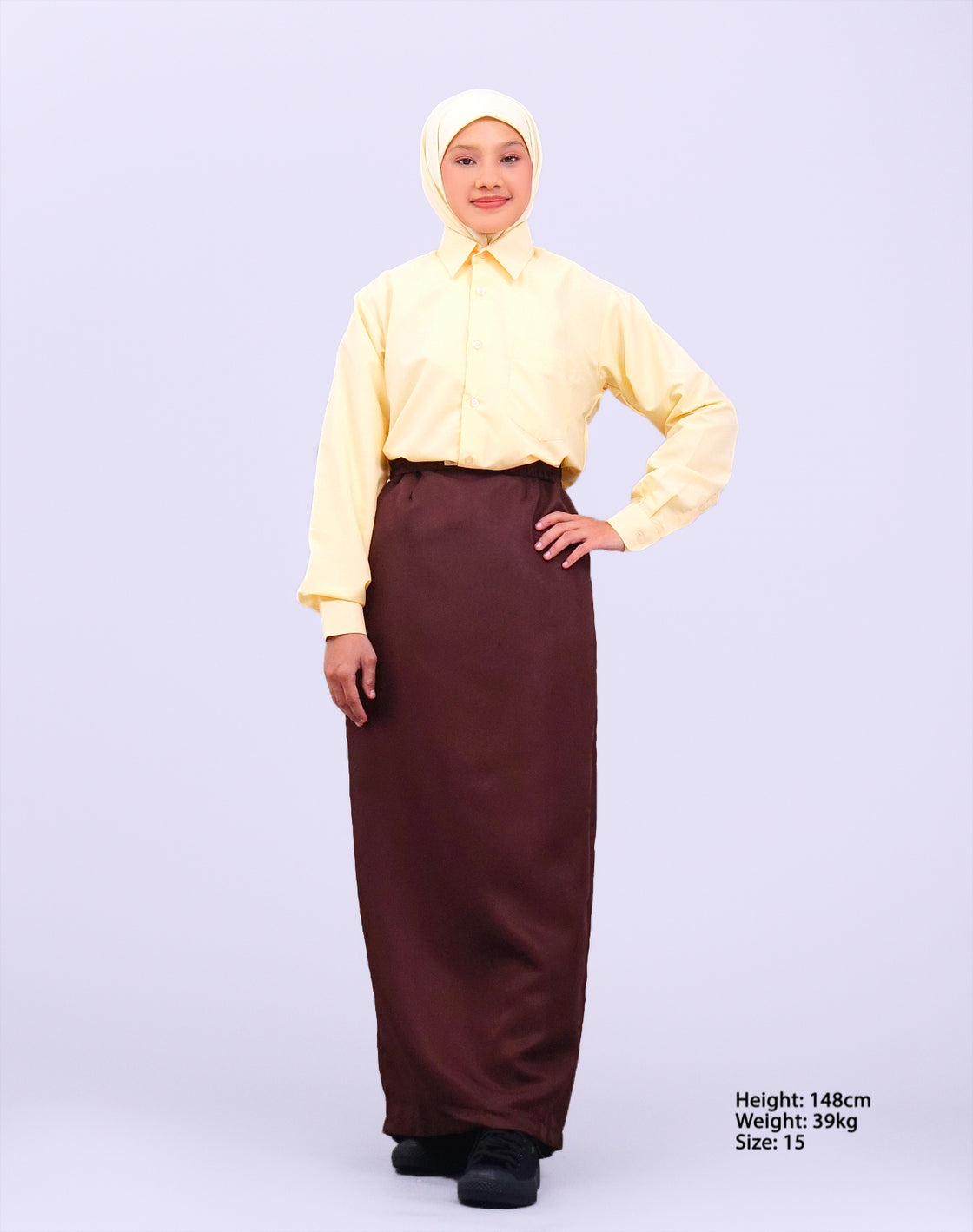 Canggih – Kemeja Sekolah Lengan Panjang (Kolar Keras) – Coklat Cair CP021-LBR image 4