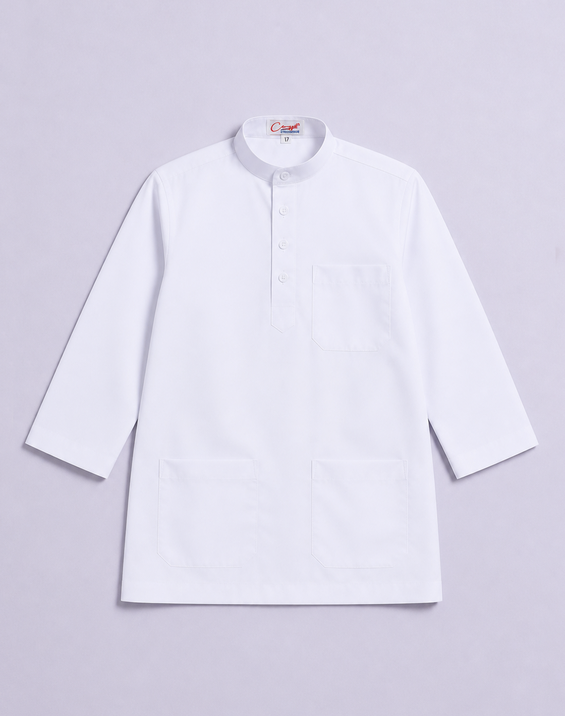 Canggih - Baju Melayu Berkolar Sekolah Agama - Putih BM401-B image 1