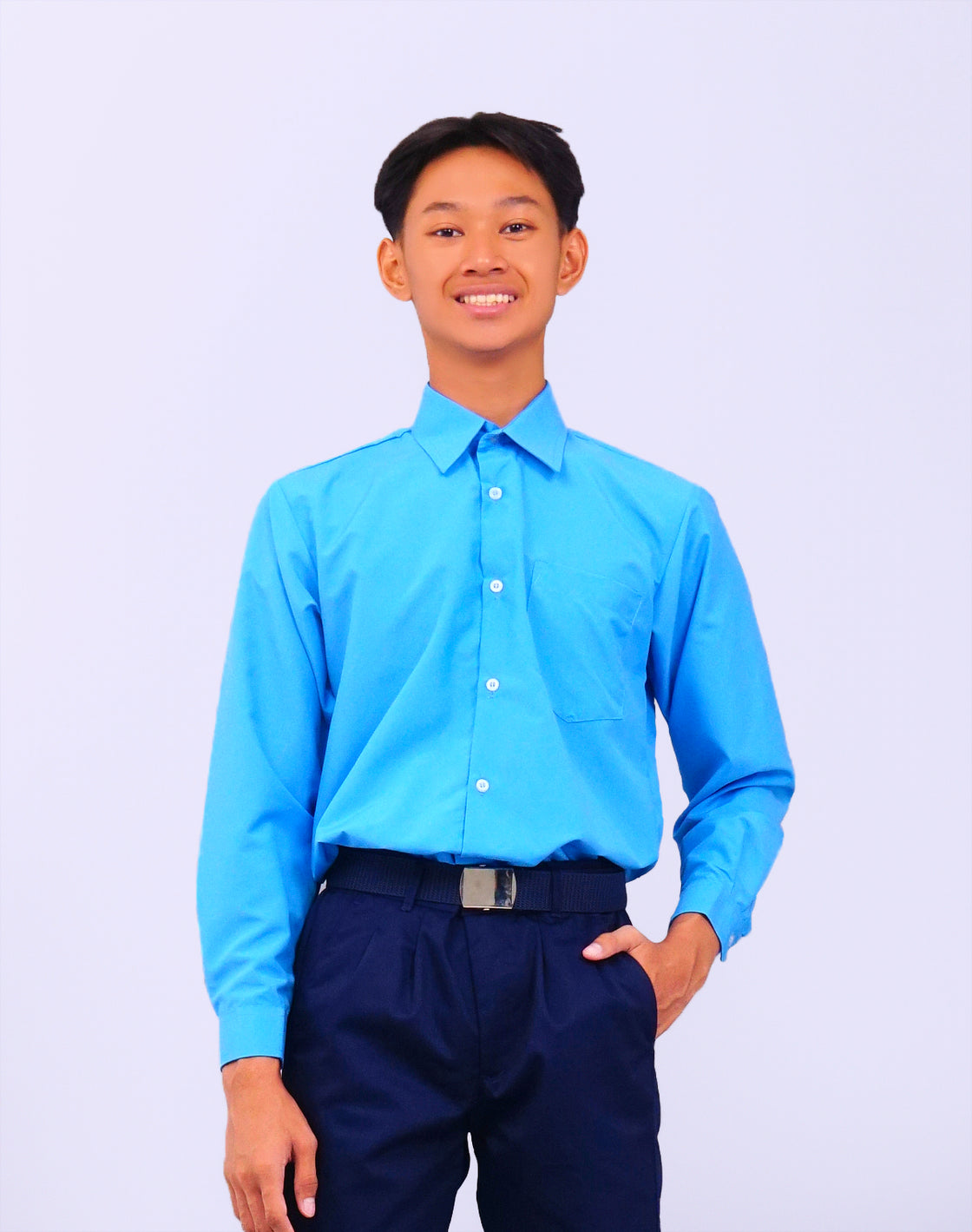 Canggih – Kemeja Pengawas Sekolah Lengan Panjang (Kolar Keras) - Biru CP021-BLS image 2