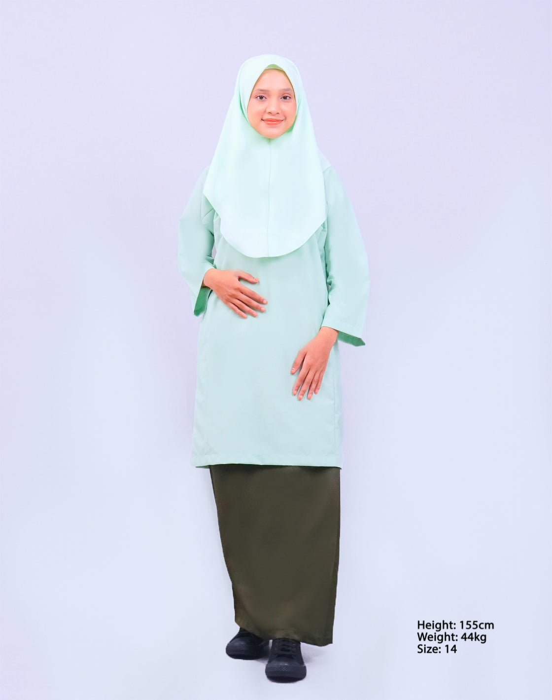 Canggih – Baju Sekolah Lengan Panjang(Berkolar bulat) – Hijau Muda CP009-LGR image 2