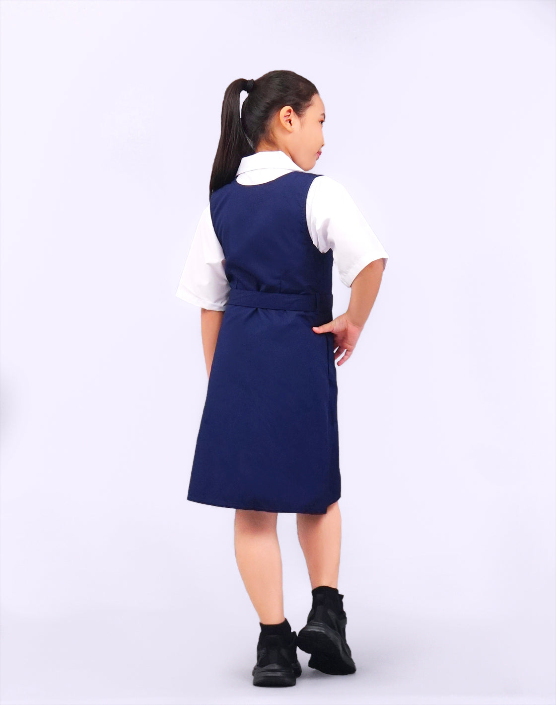 Pinafore Sekolah Rendah Biru Gelap