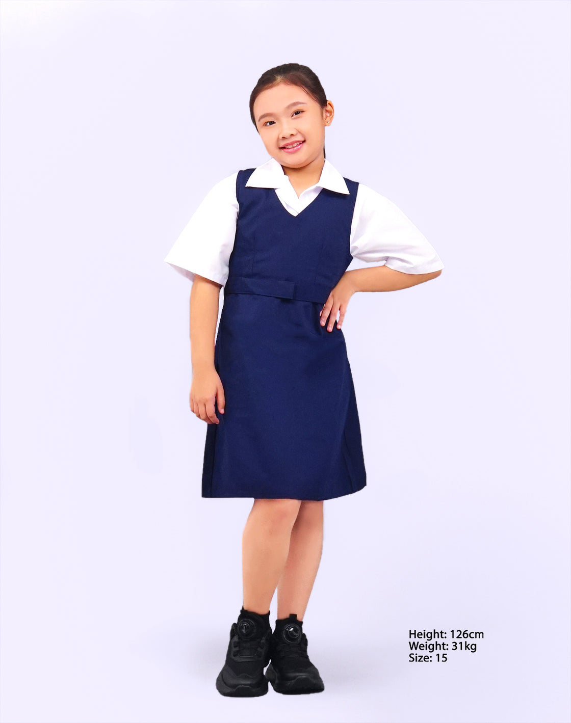 Pinafore Sekolah Rendah Biru Gelap