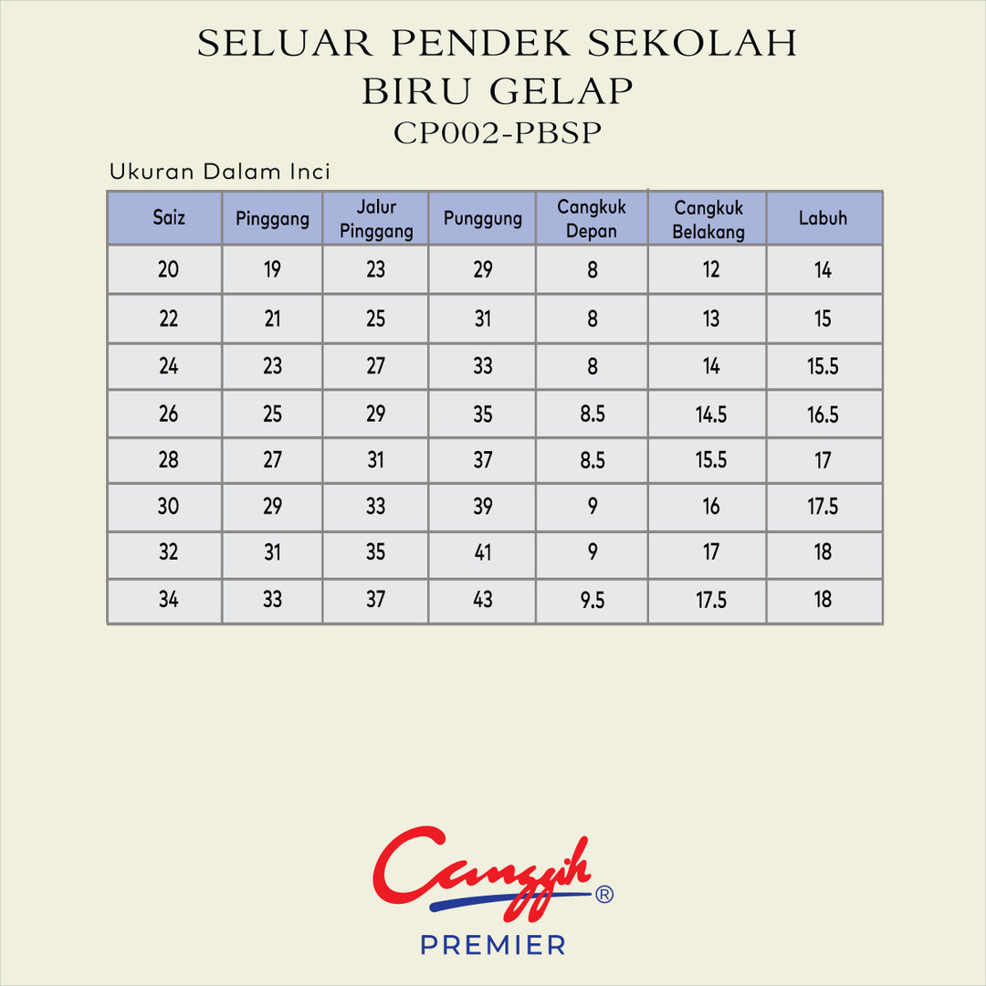 Seluar Pendek Sekolah Biru Gelap
