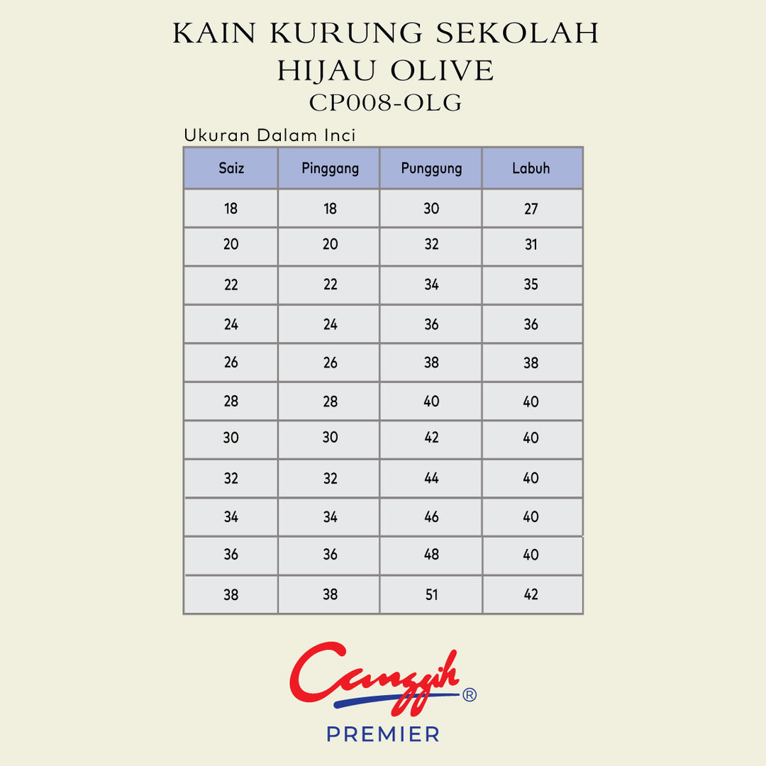 Kain Kurung Sekolah Hijau Olive