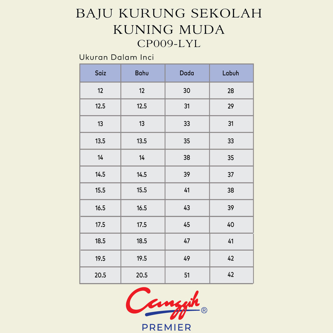 Baju Kurung Sekolah Kuning Muda