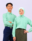 Kemeja Sekolah Lengan Panjang Hijau Teal