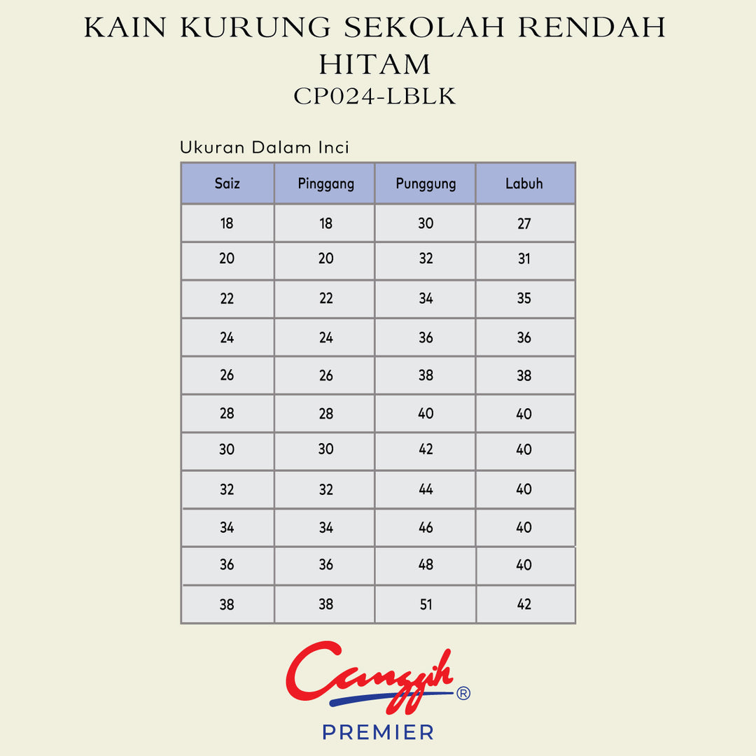 Kain Kurung Sekolah Rendah Hitam
