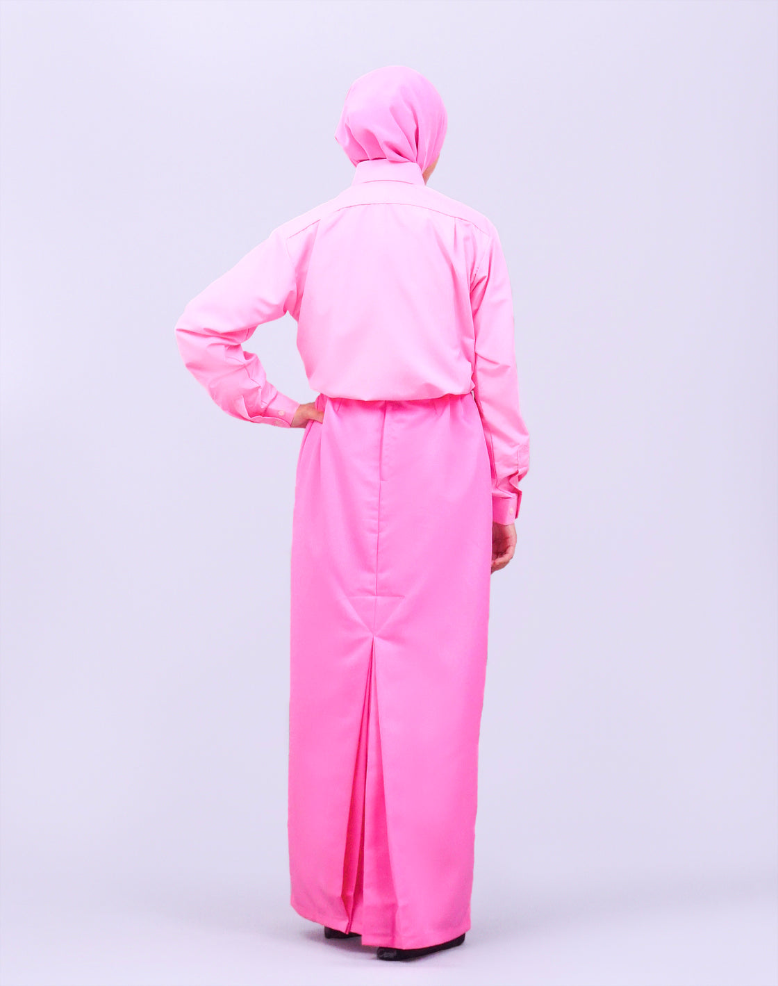 Kain Kurung Kipas Belakang Pengawas Sekolah Merah Jambu