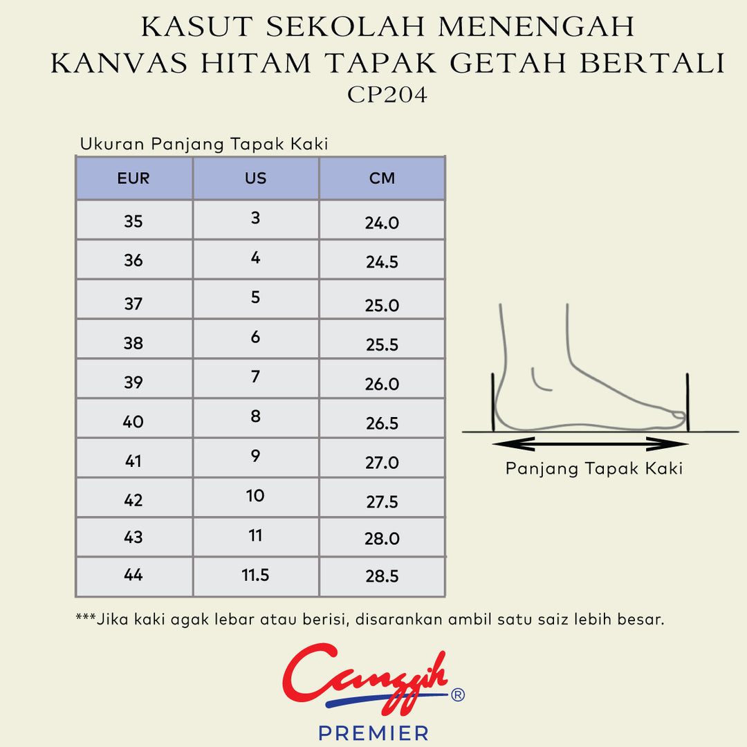 Kasut Sekolah Menengah Kanvas Hitam – Tapak Getak Bertali
