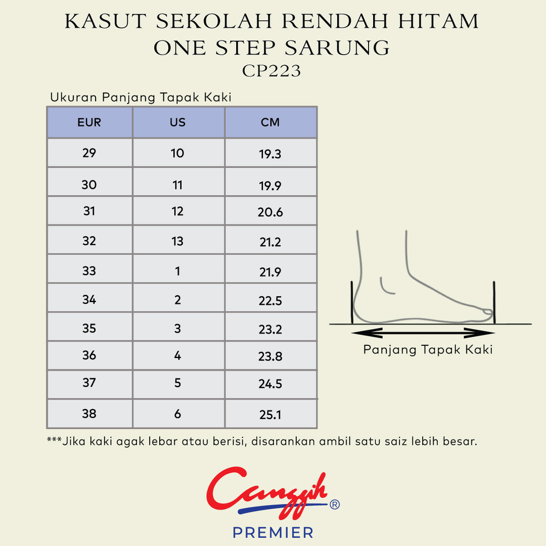 Kasut Sekolah Rendah Hitam – One-Step Sarung