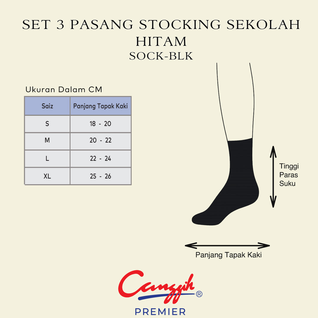 Set 3 Pasang Stoking Sekolah Hitam