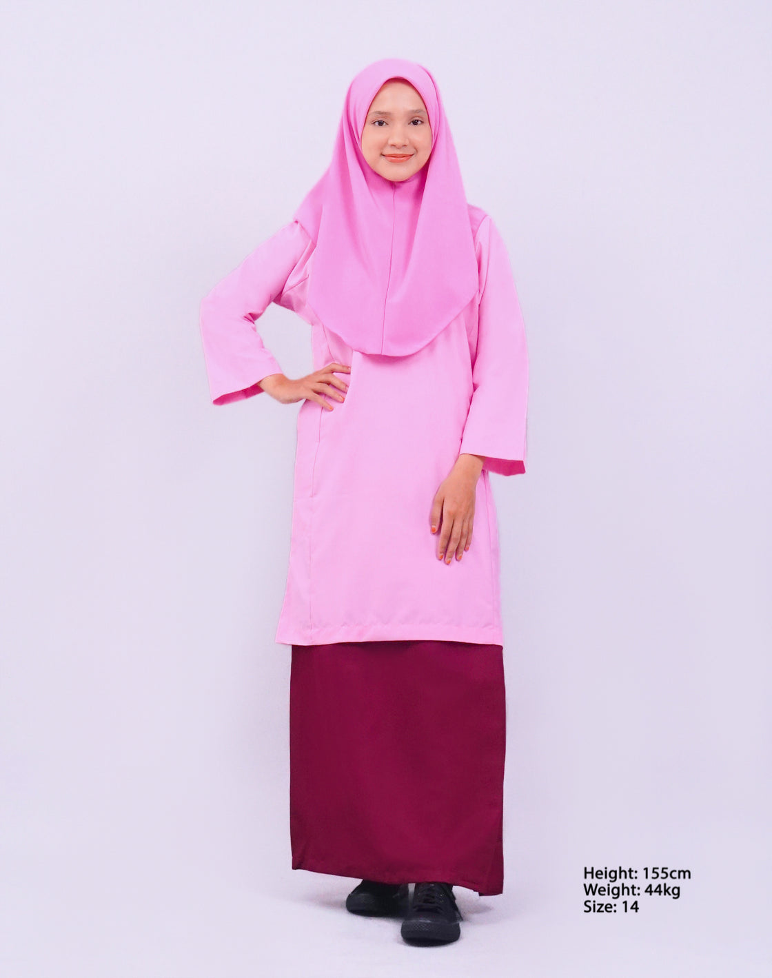 Canggih – Baju Sekolah Lengan Panjang(Berkolar bulat) – Merah Jambu CP009-LPK image 2