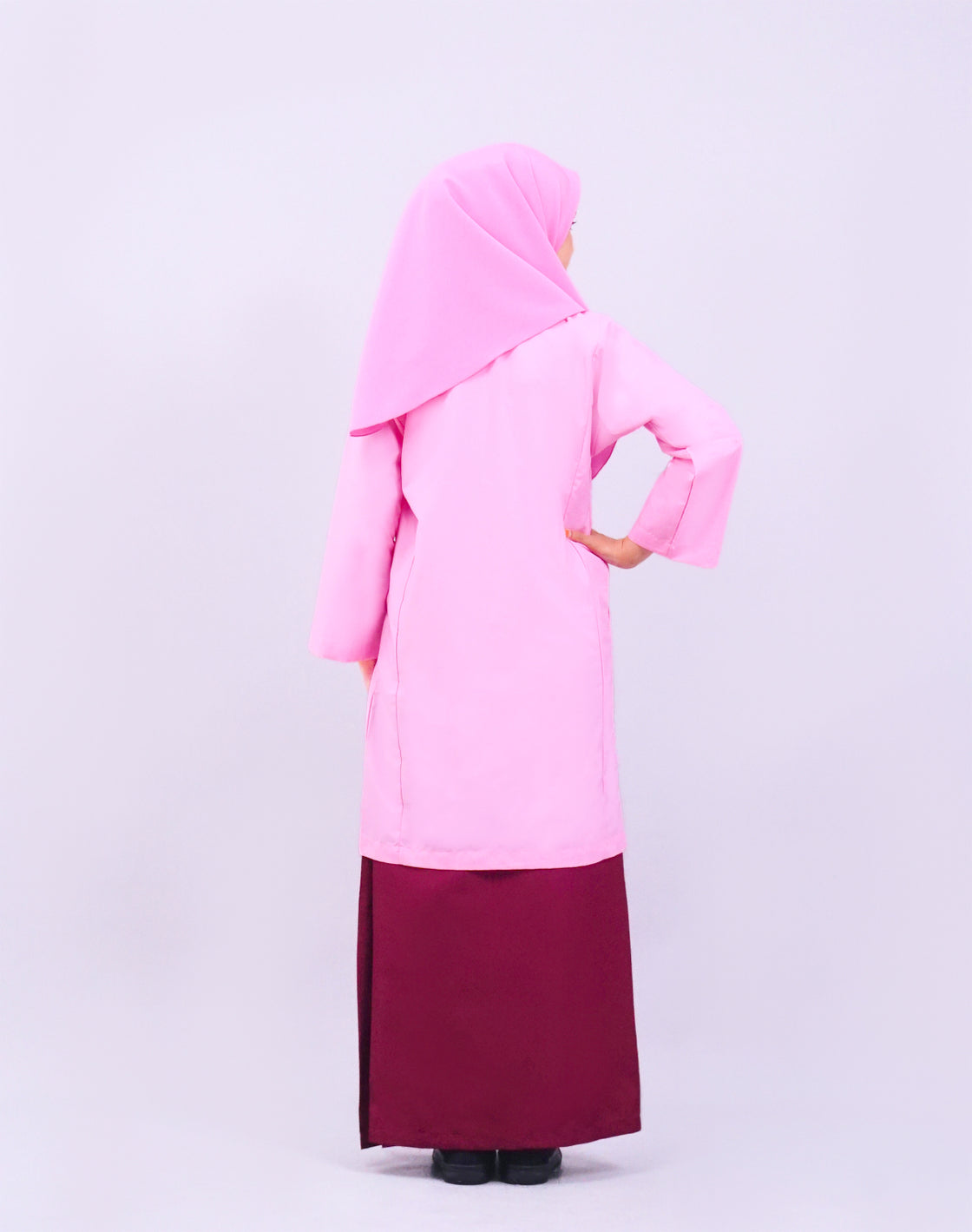 Canggih – Baju Sekolah Lengan Panjang(Berkolar bulat) – Merah Jambu CP009-LPK image 3