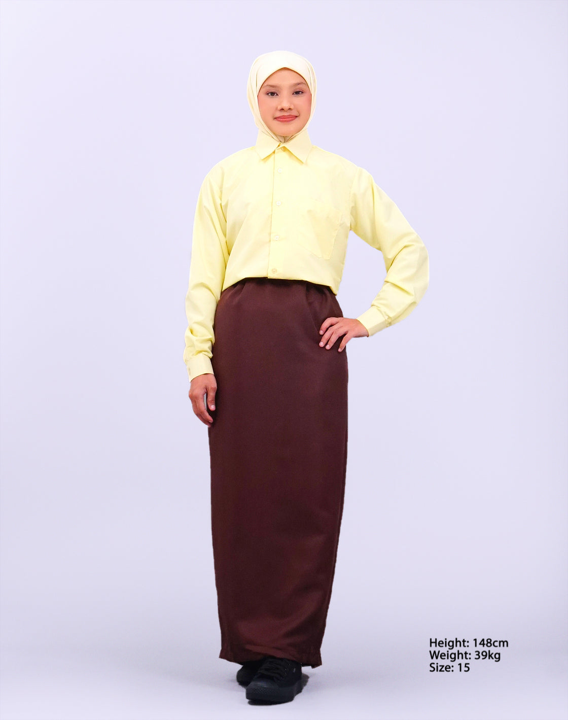 Canggih – Kemeja Sekolah Lengan Panjang (Kolar Keras)  – Kuning Cair CP021-LYL image 4