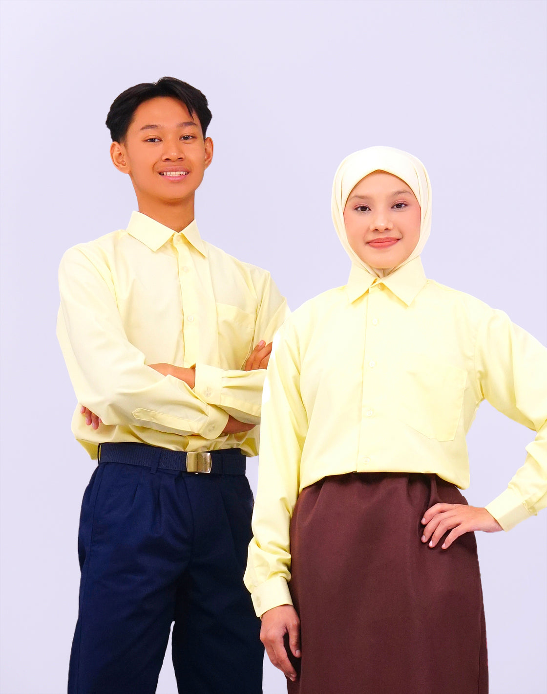 Canggih – Kemeja Sekolah Lengan Panjang (Kolar Keras)  – Kuning Cair CP021-LYL image 0