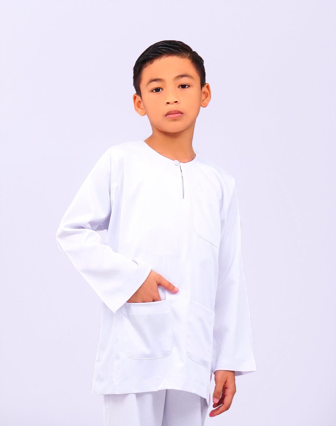 Canggih - Baju Melayu Johor Sekolah Agama - Putih BJ401-B image 0