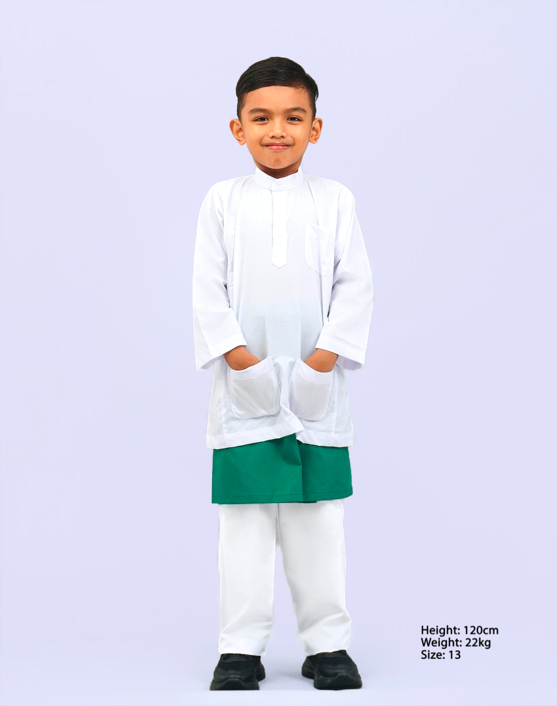 Canggih - Baju Melayu Berkolar Sekolah Agama - Putih BM401-B image 2