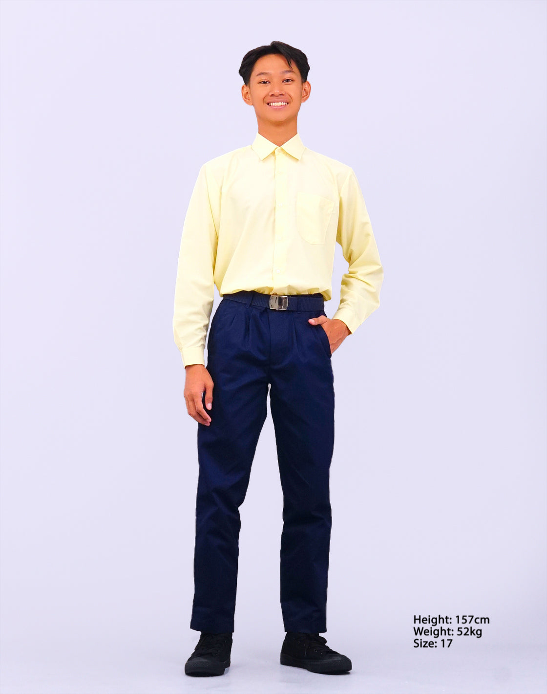 Canggih – Kemeja Sekolah Lengan Panjang (Kolar Keras)  – Kuning Cair CP021-LYL image 3