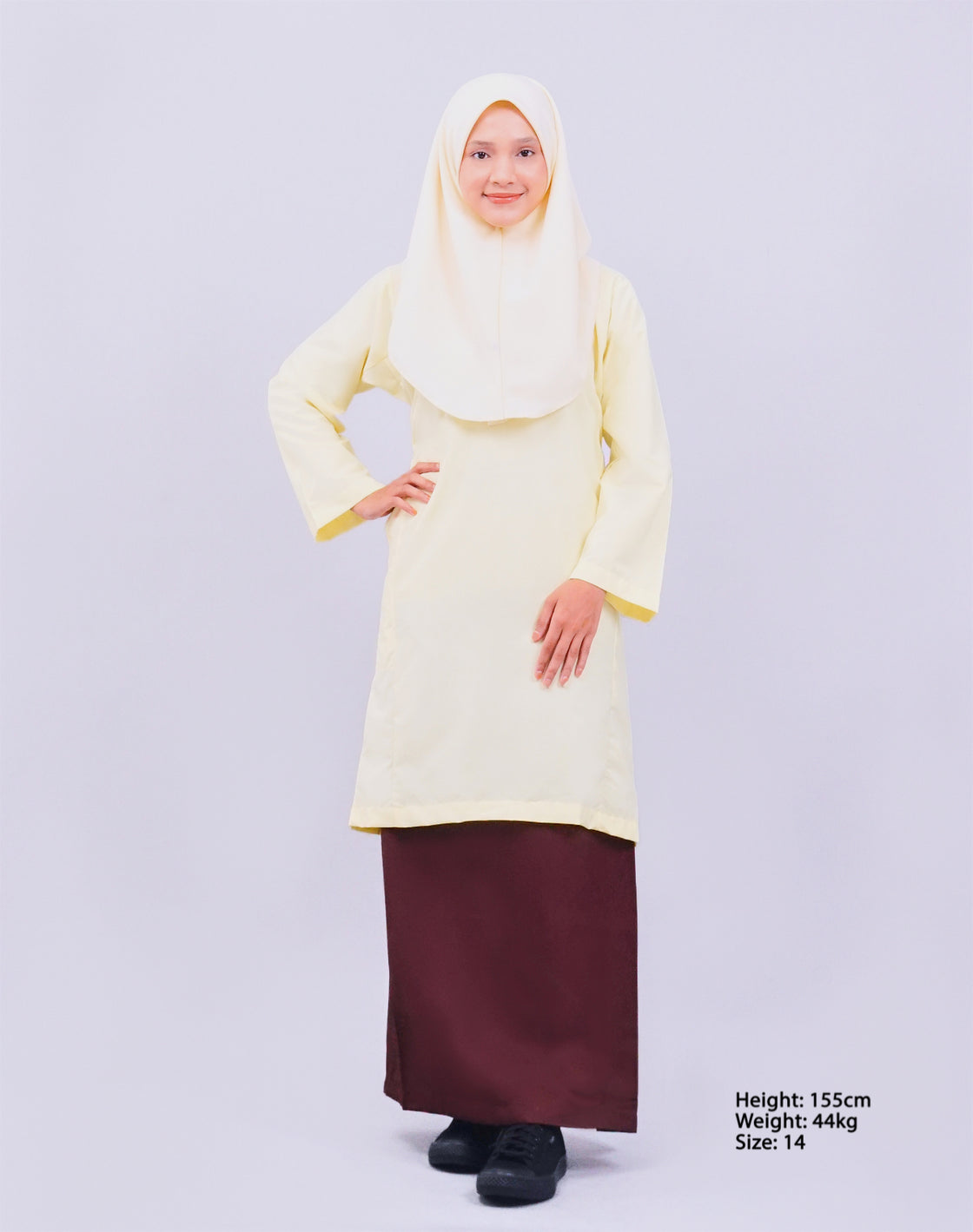 Canggih – Baju Sekolah Lengan Panjang(Berkolar bulat) – Kuning Cair CP009-LYL image 2